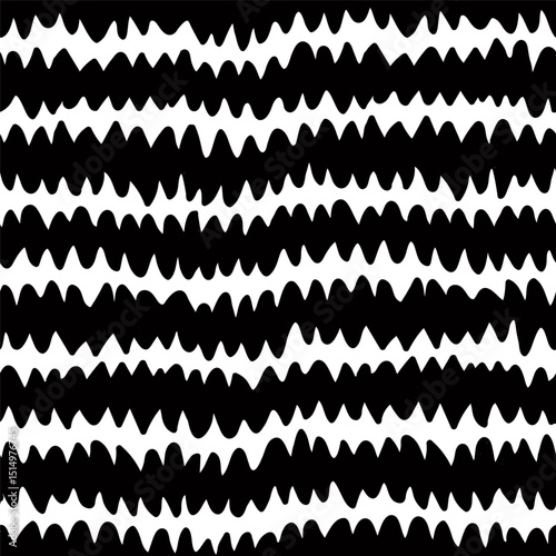 Zigzag seamless pattern in black and white. Hand drawn zig zag bold texture w...