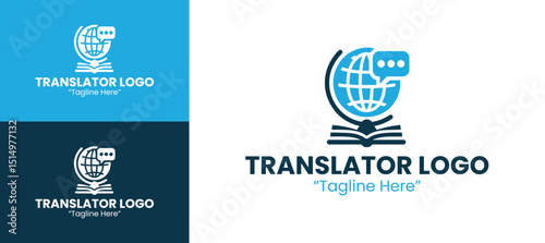 Minimalist Translator Logo with Globe and Speech Bubble Icon