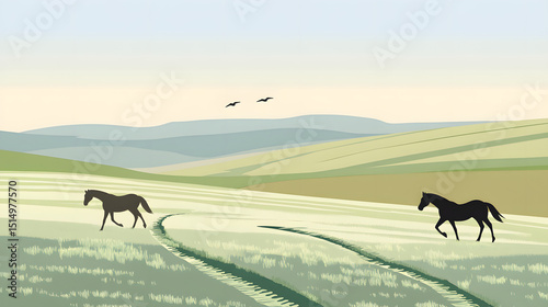 field, landscape, sky, agriculture, nature, summer, wheat, blue, farm, rural, grass, green, clouds, countryside, country, harvest, tree, meadow, cloud, yellow, spring, plant, crop, horizon, road