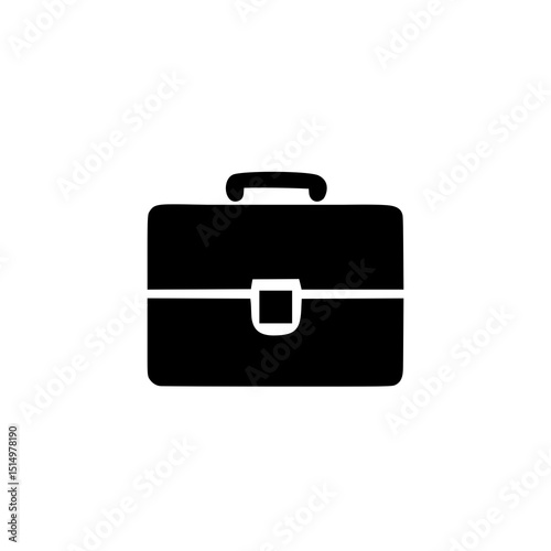 black briefcase isolated on white transparent background