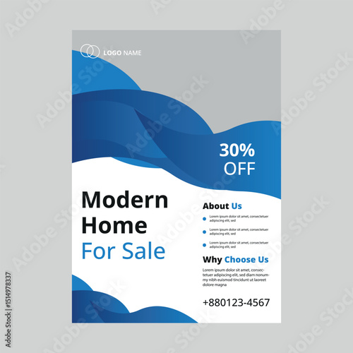 modern home for sale flyer  design template 