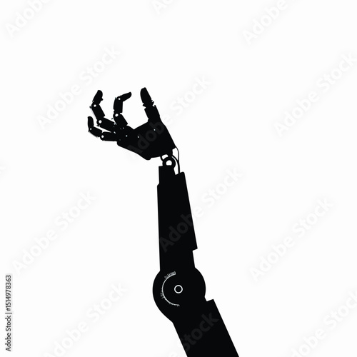 Robotic hand manipulator silhouette , black silhouettes isolated on white background