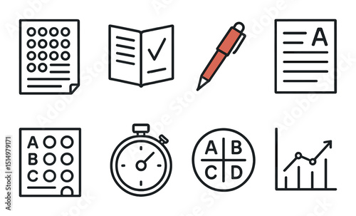 Education and study outline icons set – learning, academic and school symbols