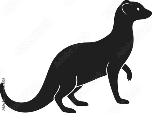 Black mongoose silhouette wild animal mammal agile isolated predator