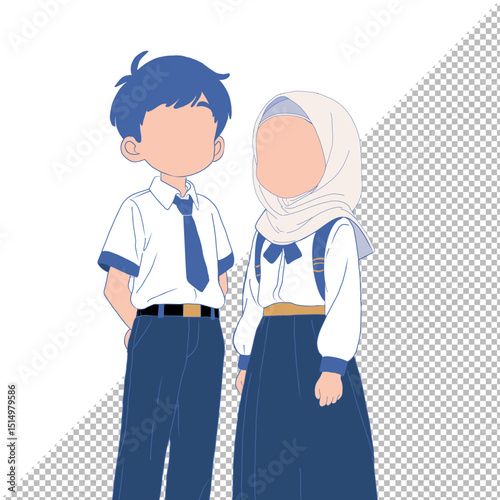 junior high school kartun anak smp indonesia vector