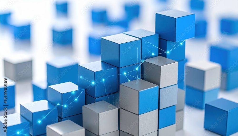 Obraz premium Abstract 3D Graphic Design Stacked Cubes Growth Chart