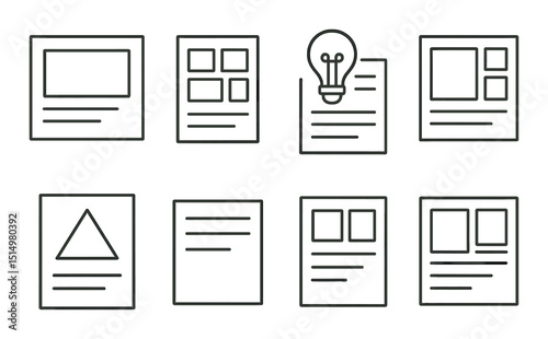 Creative presentation icons set – outline, minimalist and simple design elements