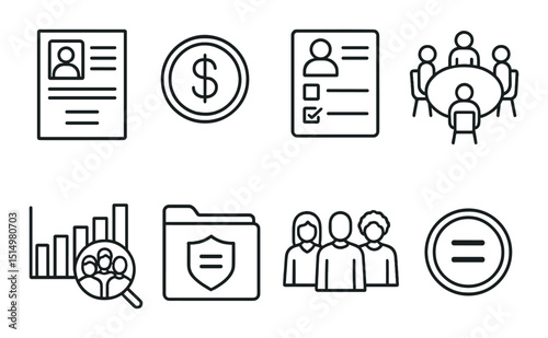 Workplace equality line icons set – inclusion, diversity and fair employment graphics