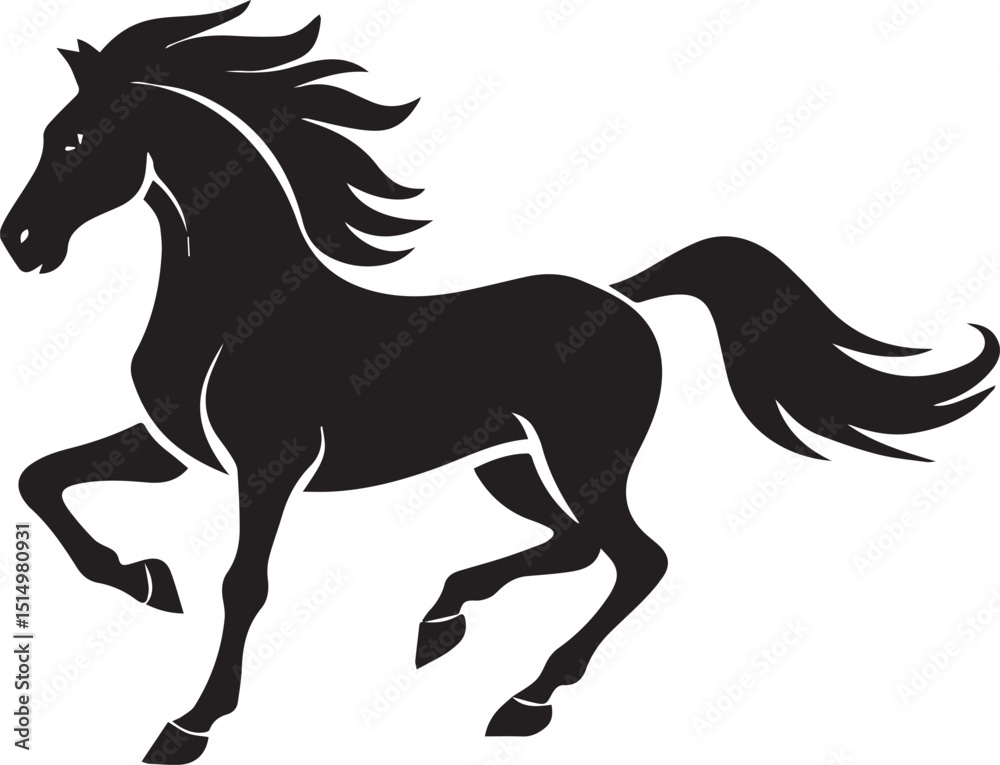 Obraz premium Horse Silhouette Galloping Side View Bold Flat Shape