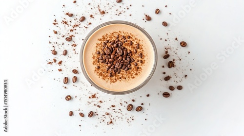 View of coffee cup with latte art straight from above