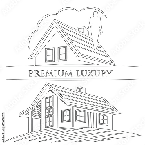 House sketch drawing: a collection of residential building icons, vector illustrations, and architectural design elements