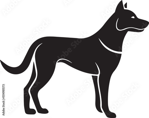 Dog Silhouette Standing Side View Pointed Ears Vector
