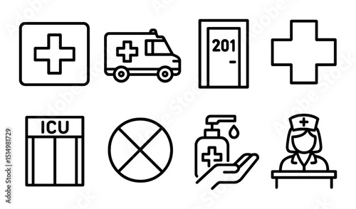 Medical linear icons set – outline, healthcare and hospital symbols for easy use
