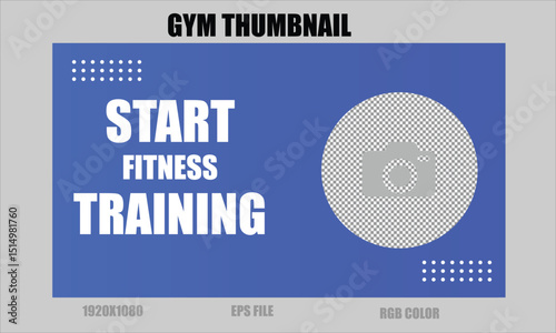 YouTube Gym Video Thumbnail Template – Fitness Workout Banner Design for Social Media and YouTube - Gym YouTube Thumbnail