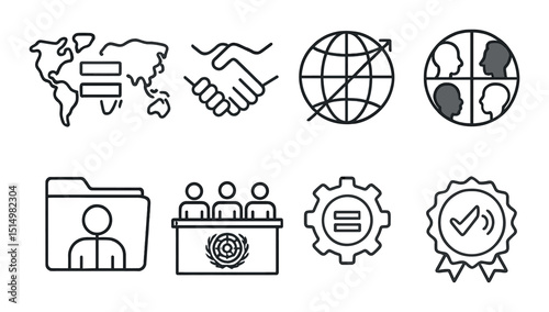 Global equality linear icons set - outline, diversity and inclusion visuals for design