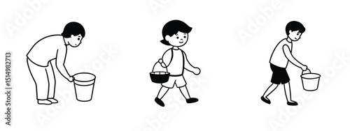 world day against child labor silhouette line out  vector icon design with white backgrounds 