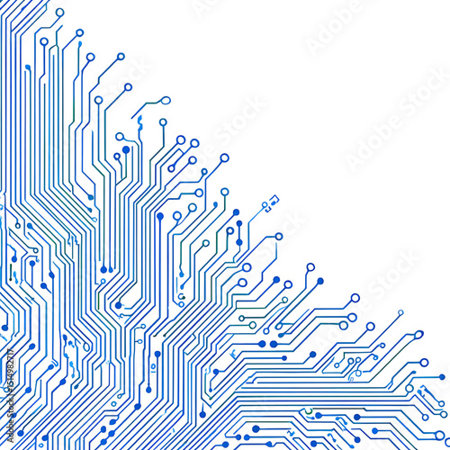 Abstract blue circuit board design isolated on a white background