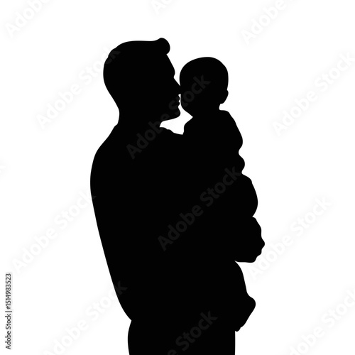 Father holding baby silhouette parental love concept vector