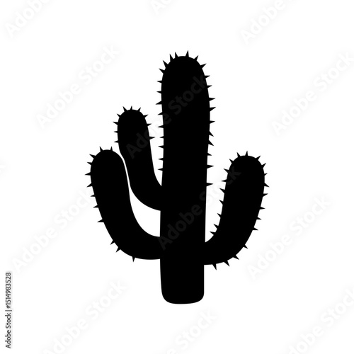 Desert cactus plant silhouette vector with sharp thorns