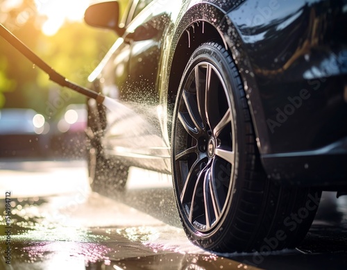 Car wash in sunlight