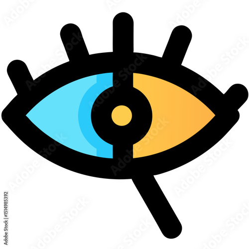 Abstract eye icon design representing vision, perception, and insight against a black background