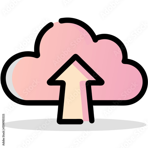 Icon of a cloud with an upward arrow representing cloud computing and data upload