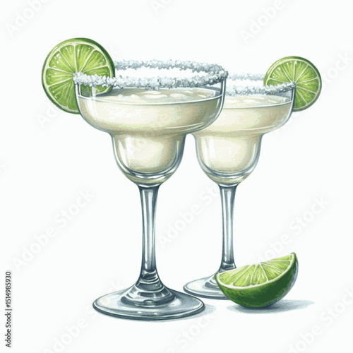 Agave Light margarita cocktail isolated watercolor vector illustration svg