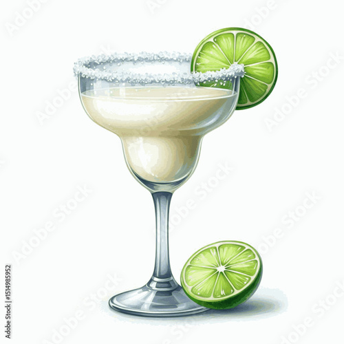 Citrus Glow margarita cocktail isolated watercolor vector illustration svg