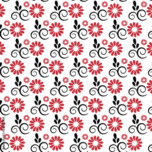seamless pattern with red flowers