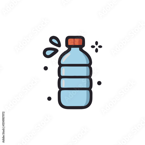 Water bottle, clear plastic container with refreshing water, suitable for hydration, fitness, health, wellness, ecofriendly, sustainable lifestyle concepts.