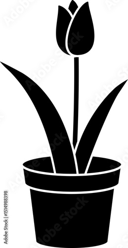 Flowerpot silhouette illustration.
Flowers in pots flat silhouette vector.
Tulip potted plants.
Transparent background.SVG File.