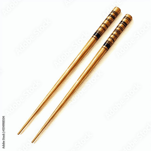 Golden Pair Golden chopsticks isolated watercolor vector illustration svg