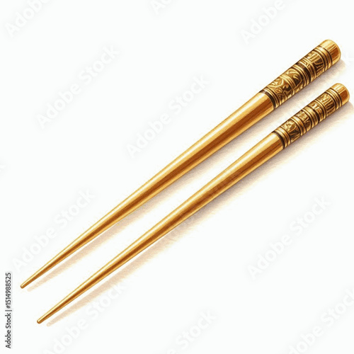 Luminous Sticks Golden chopsticks isolated watercolor vector illustration svg