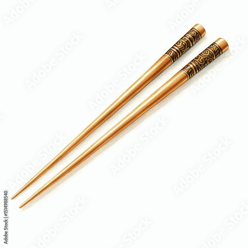 Celestial Duo Golden chopsticks isolated watercolor vector illustration svg