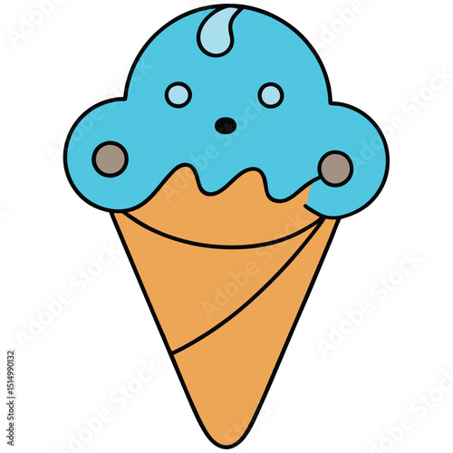 Ice Cream Cone flat vector illustration white background