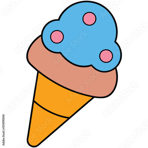 Ice Cream Cone flat vector illustration white background