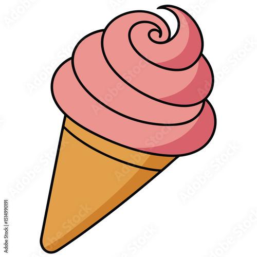 Ice Cream Cone flat vector illustration white background