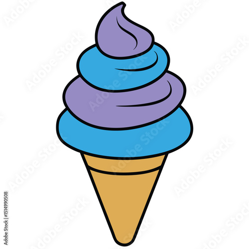 Ice Cream Cone flat vector illustration white background