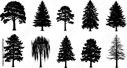 tree silhouettes on white background volume 1
