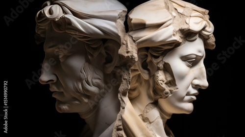 Classical marble bust of a woman's head, an ancient Greek sculpture showcasing beauty and art