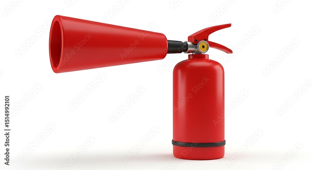 Obraz premium Red Fire Extinguisher with Extended Nozzle Safety Equipment Illustration