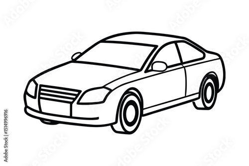 Simple Line Drawing of a Coupe Car Easy Car Illustration for Coloring