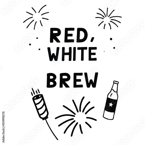 American Day Red and White Brew Vector Set – 4th of July