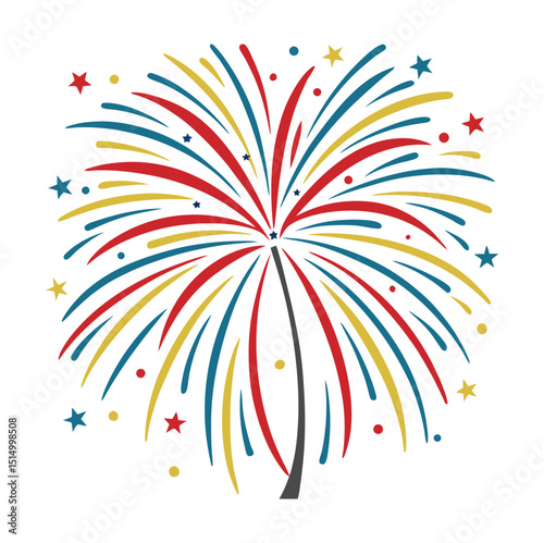 Festive Fireworks Icons – Flat and Line Style Vector