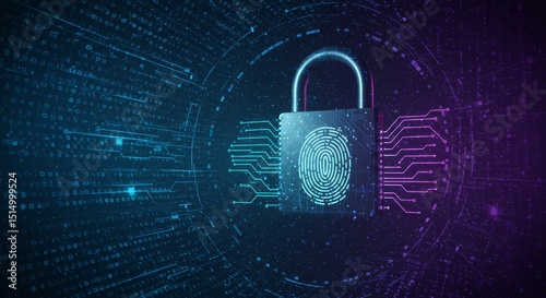 Secure Fingerprint Access Control System - Cybersecurity, data protection, biometric authentication, fingerprint lock, security. A secure future with advanced technology photo