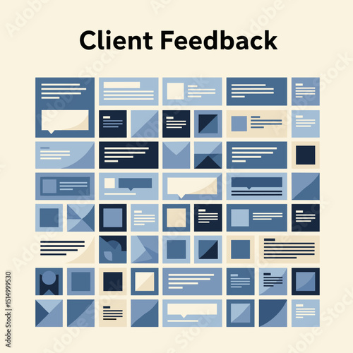 Client Feedback Illustration: A collection of modern and minimalist shapes, forming a visual representation of client feedback.