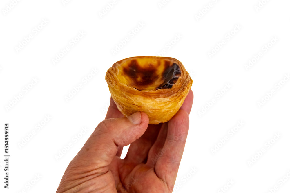 The most traditional and iconic Portuguese custard tart, known as pastel de Belém The most traditional and iconic Portuguese custard tart, known as pastel de Belém