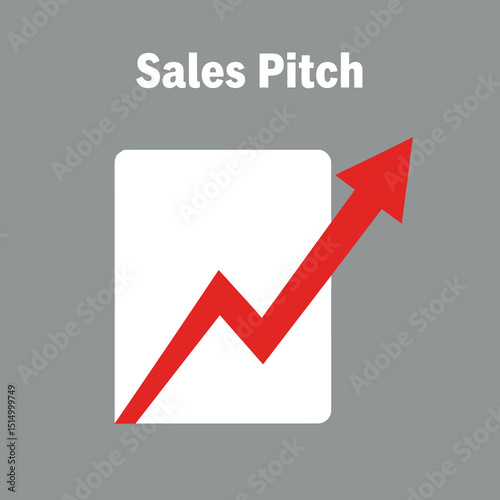 Sales Pitch: A dynamic graphic showcasing a rising trend arrow over a document, signifying growth, progress, and the strategic essence of effective sales presentations. 