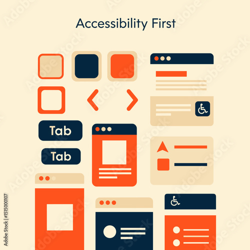 Accessibility First UI Kit: A collection of user interface elements designed with accessibility in mind.  The kit features buttons, tabs, navigation arrows, and other common interface components.