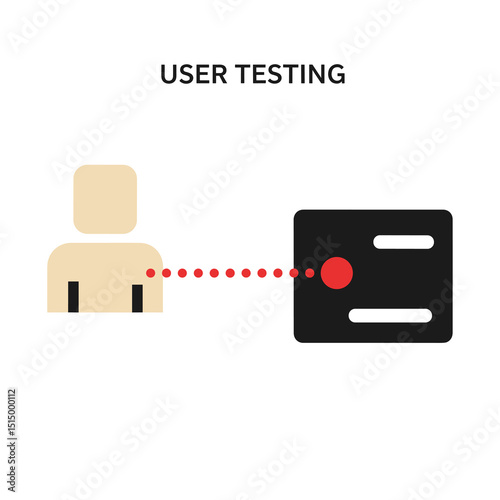 User Testing Illustration: A minimalist illustration showing the user testing process, a concept about experience feedback and software improvement.